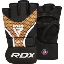 RDX Grappling Gloves Aura Plus T-17 Black Golden-M, Taglia: M, Colore: Nero