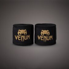 Boxbandagen Venum – Schwarz / Gold – 4,50 m, Farbe: Schwarz, Länge: 4.5m