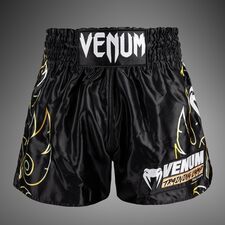 Muay Thai Shorts Venum VTC Flames – Black/Gold – L, Size: L, Colour: Schwarz
