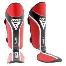 Shin Guards RDX Aura Plus T17 – Red/Black – M+, Size: M, Colour: Rot
