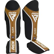 Shin Guards RDX Aura Plus T17 – Black/Gold – L+, Size: L, Colour: Schwarz