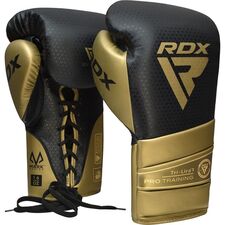 Guantoni Boxe RDX Mark Pro Sparring Tri Lira 1 Oro-16OZ, Colore: Oro, OZ: 16oz