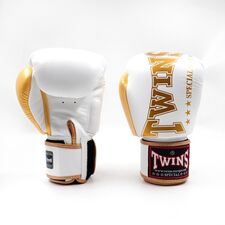 Gants de boxe Twins Blanc/Or &ndash; 14oz, Couleur: Blanc, oz: 14oz