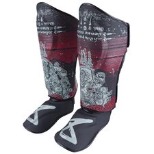 Protège-tibias 8 WEAPONS Hanuman Yant – Noir/Rouge – XL, Taille: XL, Couleur: Noir