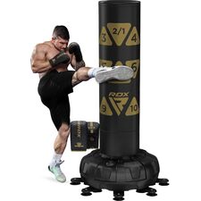 Sacco boxe autoportante bersaglio + guanti – Oro, Colore: Oro, Lunghezza: 1.8m