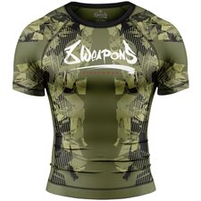 8 WEAPONS Rashguard, S/S, Hit 2.0, olive-black, XL, Taglia: XL, Colore: Khaki