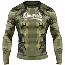 8 WEAPONS Rashguard, L/S, Hit 2.0, olive-black, S, Taglia: S, Colore: Khaki