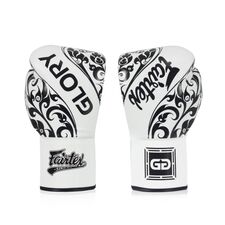 Gants de boxe Fairtex Comp&eacute;tition Glory Lacet &eacute;dition limit&eacute;e, Couleur: Blanc, oz: 14oz
