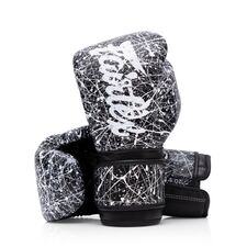 Gants de boxe Fairtex BGV14 &ndash; Painter &ndash; Noir/Blanc &ndash; 12 oz, Couleur: Noir, oz: 12oz