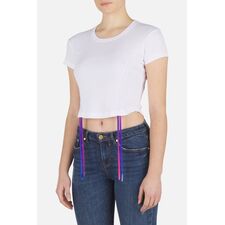 Cropped T-Shirt W/ Coulisse, Taglia: XL, Colore: Bianco