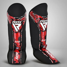 Protège-Tibias RDX Aura F17 Noir/Rouge - Taille M, Taille: M, Couleur: Rouge