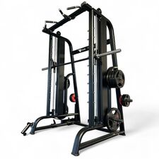 Smith Maschine "Power rack multi-station" aus Stahl Titan