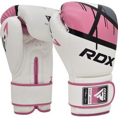 Gants de boxe RDX F7 Ego – Blanc/Rose – 8oz, Couleur: Rose, OZ: 8oz
