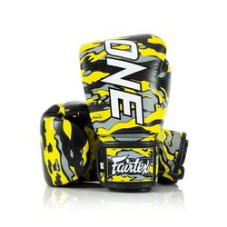 Gants de boxe Fairtex – ONE x Mr.Sabotage – Camouflage Jaune – 10 oz, Couleur: Jaune, oz: 10oz