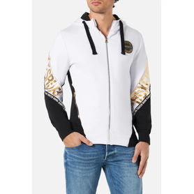 BXM0400223AT-W-XL-Letter Printed Hooded Full Zip