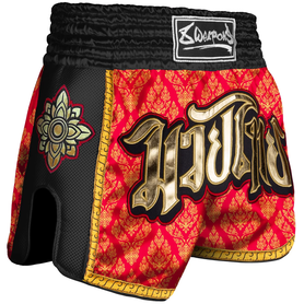 8W-8050026-5-8 WEAPONS Muay Thai Shorts Super Mesh - Ancient 2.0 red-gold XXL