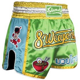 8W-8130004-3-8 WEAPONS Muay Thai Shorts - Yummy green L