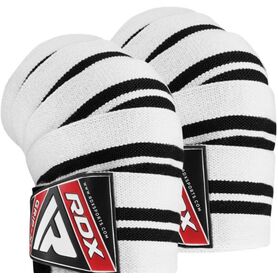 RDXWAH-K1W-Gym Knee Wraps White/Black Plus