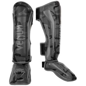 VE-1394-536-L-Venum Elite Shin Guards - Black/Dark camo