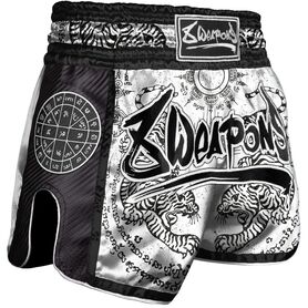 8W-8060012-3-8 Weapons Muay Thai Shorts Carbon - Sak Yant Tigers