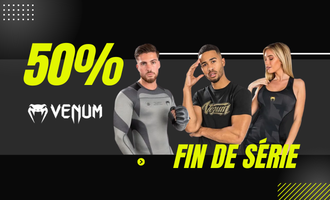Promotion Venum fin de série -50% sur vêtements de sports de combat, tenues d’entraînement boxe et MMA pour hommes et femmes.