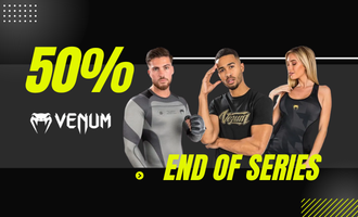 Venum end of series sale with 50% discount on fight sports clothing for boxing, MMA and training for men and women.