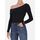 One Shoulder Rib Long Sleeve, Taglia: M, Colore: Nero