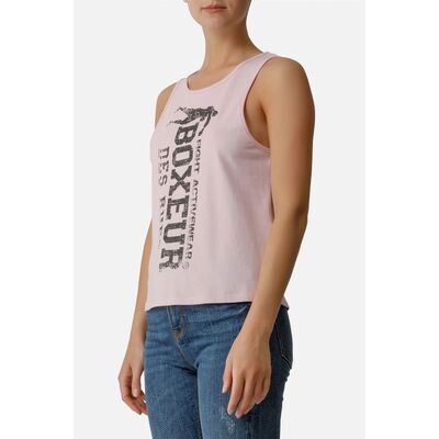 Basic Tank Top With Front Logo, Taille: L, Couleur: Rose