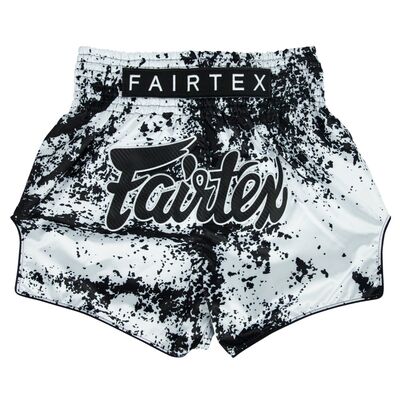 Short de Muay Thai Fairtex Grunge, Taille: XXL, Couleur: Blanc