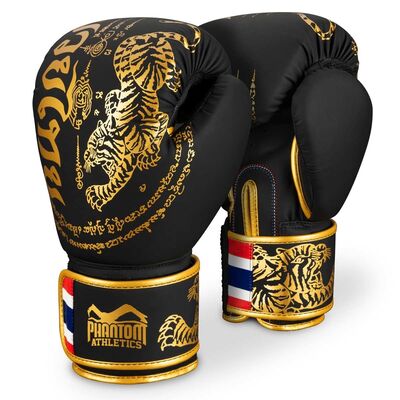 Phantom Boxhandschuhe Muay Thai Schwarz-Gold 10 oz, Farbe: Schwarz, OZ: 10oz