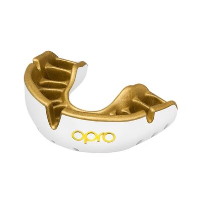 Mouthguard OPRO Gold Adult – White/Gold, Size: One Size, Colour: Weiss