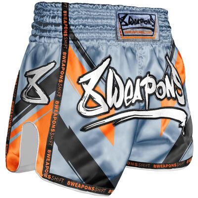 Muay Thai Shorts 8 WEAPONS Shift ice-grey-orange S, Size: S, Colour: Grey