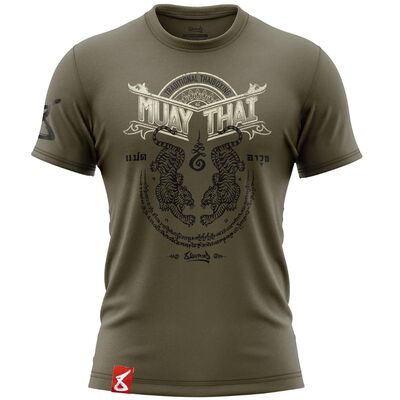 T-Shirt Sak Yant Tigers, Taille: S, Couleur: Kaki