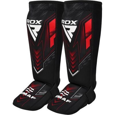 Protège-tibias néoprène RDX IMMAF – Rouge/Noir – 3XL, Taille: XXXL, Couleur: Rouge