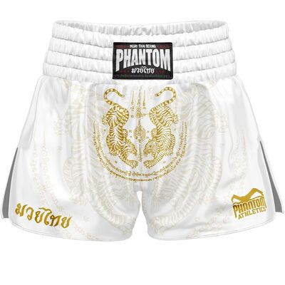 Muay Thai Shorts Phantom Sak Yant – White – XXL, Size: XXL, Colour: Weiss