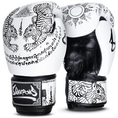 Gants de boxe 8 WEAPONS – Blanc – 12 Oz – Sak Yant Tigers, Couleur: Blanc, oz: 12oz