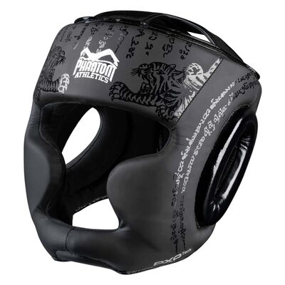Kopfschutz Muay Thai Full Face – Schwarz – Einheitsgroesse, Bekleidungsgrösse: One Size, Farbe: Schwarz