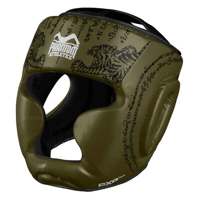 Casque de protection Muay Thai – Olive – Taille unique, Taille: Taille unique, Couleur: Kaki