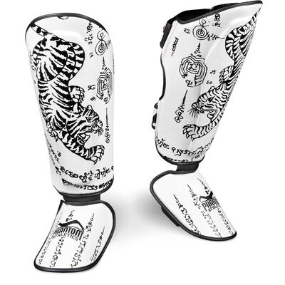 Protège-tibias Phantom Muay Thai – Blanc – L/XL, Taille: L/XL, Couleur: Blanc