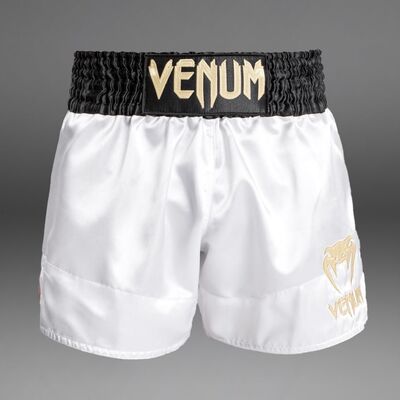Venum Classic Muay Thai Shorts Black/White/Gold XL, Size: XL, Colour: Weiss