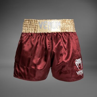 Venum Short Muay Thaï Classic Bordeaux/Or XXL, Taille: XXL, Couleur: Rouge