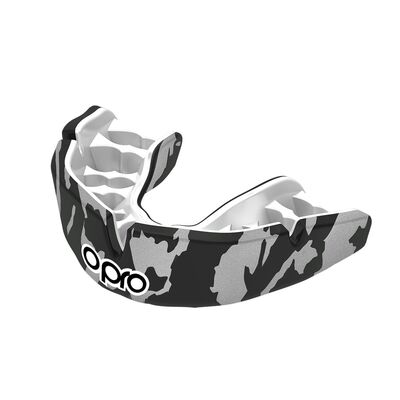 Mouthguard Instant Custom Fit OPRO Camo – Black/White/Silver, Size: One Size, Colour: Schwarz