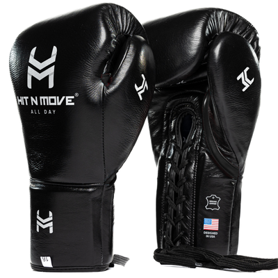 Gants de boxe HitnMove Balance lacets Noir 12oz, Couleur: Noir, oz: 12oz