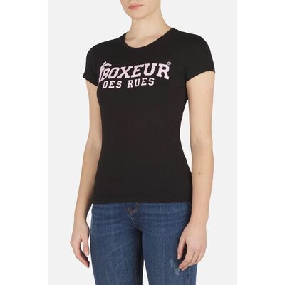 T-shirt avec logo sur le devant, Taille: L, Couleur: Noir