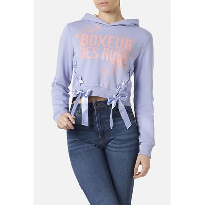 Hooded Sweatshirt With Laces, Taille: L, Couleur: Violet