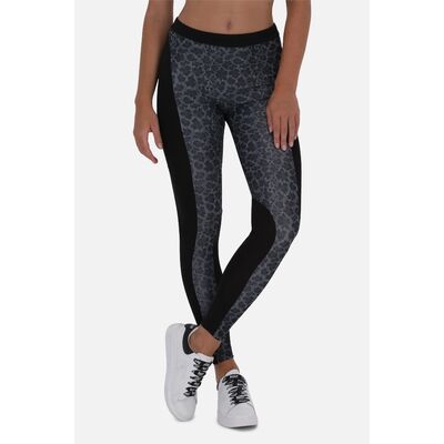 Leggings mi-hauts avec blocs de couleur, Taille: L, Couleur: Gris anthracite