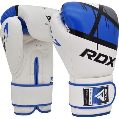 Gants de boxe RDX F7 Ego – Blanc/Bleu – 12oz, Couleur: Bleu, oz: 12oz