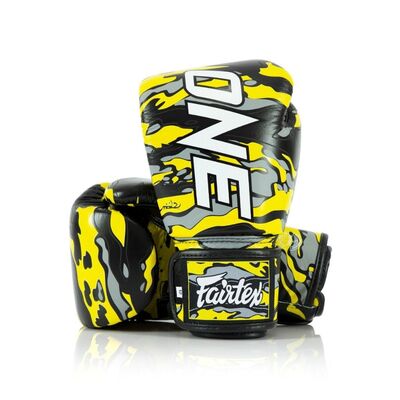 Guantoni da boxe Fairtex – ONE x Mr.Sabotage – Camouflage Giallo – 14 oz, Colore: Giallo, OZ: 14oz