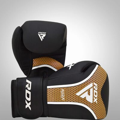 Gants de boxe RDX Aura Plus T-17 – Noir/Or – 10oz, Couleur: Noir, oz: 10oz