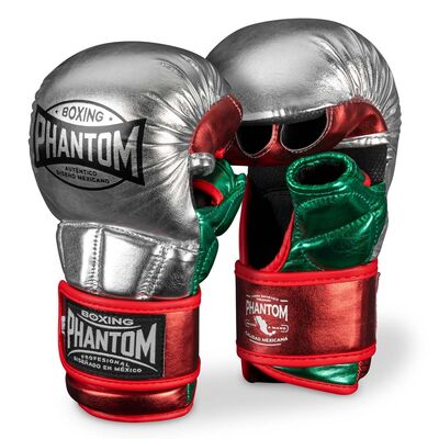 MMA Sparring-Handschuhe Phantom Mexico &ndash; Silber/Rot/Gr&uuml;n &ndash; L/XL, Bekleidungsgr&ouml;sse: L/XL, Farbe: Silber